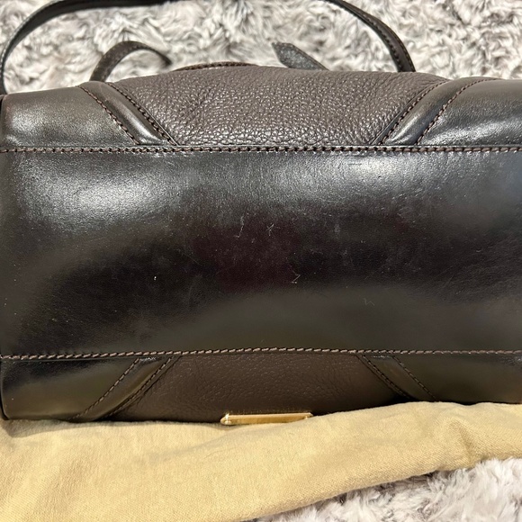 Burberry Brown Pebbled Leather Tote with Nova Check Interior - Picture 6 of 13